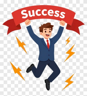 Happy Businessman Celebrating Success PNG