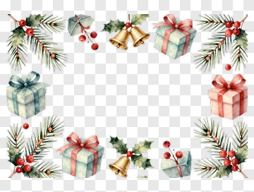 Christmas Gift And Decoration Frame PNG