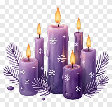 Purple Candles With Snowflakes And Pine PNG