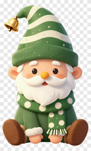 Cartoon Gnome With Green Hat And Scarf PNG