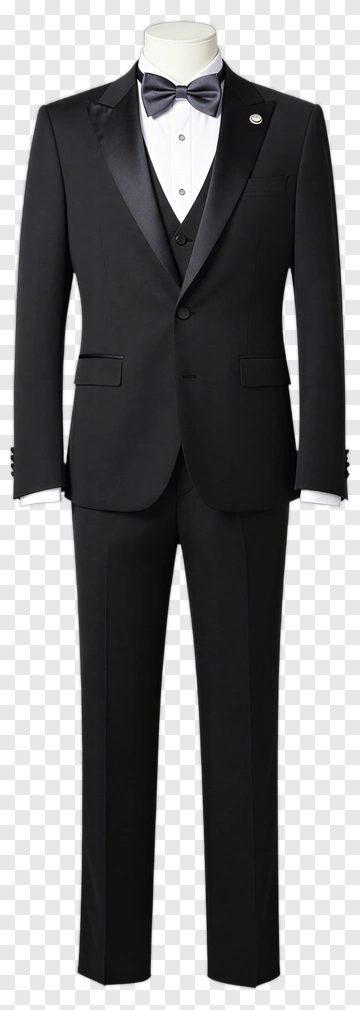Black Tuxedo Suit With Bow Tie PNG
