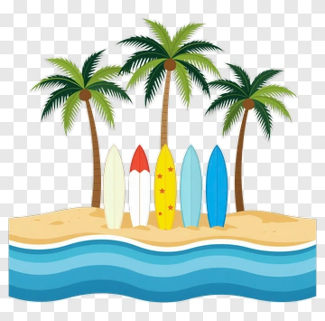 Surfboards On A Tropical Beach PNG