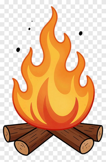 Cartoon Campfire With Flames PNG