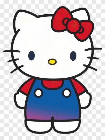 Hello Kitty Character In Blue Overalls PNG