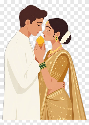 Couple Sharing A Mango PNG