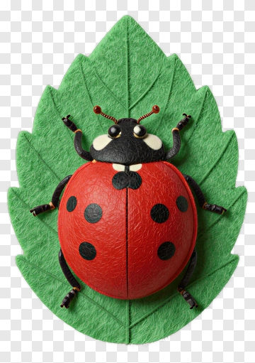 Felt Ladybug On A Leaf PNG