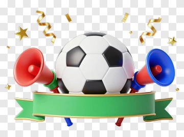 Soccer Ball With Party Horns And Decorations PNG