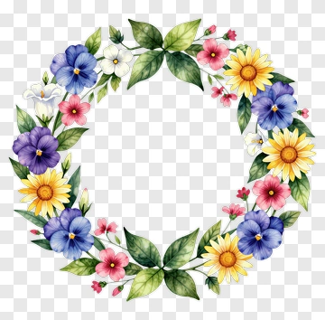 Colorful Floral Wreath PNG