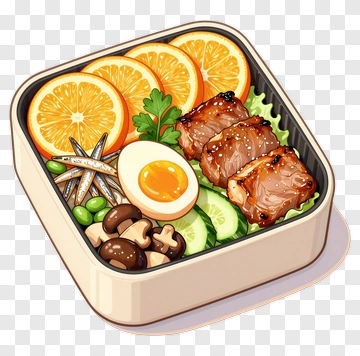 Bento Box With Grilled Meat And Fresh Vegetables PNG