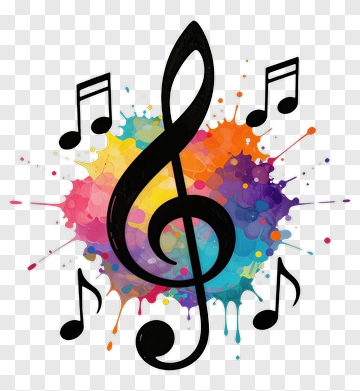 Colorful Musical Note With Splash Background PNG