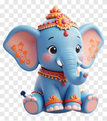 Cartoon Elephant With Decorative Accessories PNG