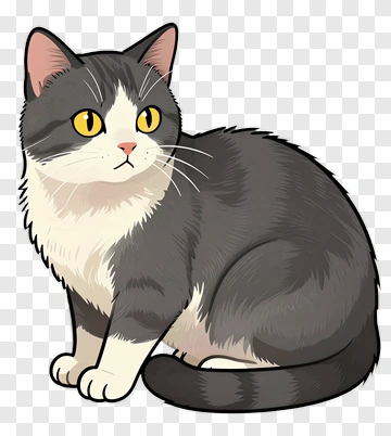Cartoon Gray Cat PNG