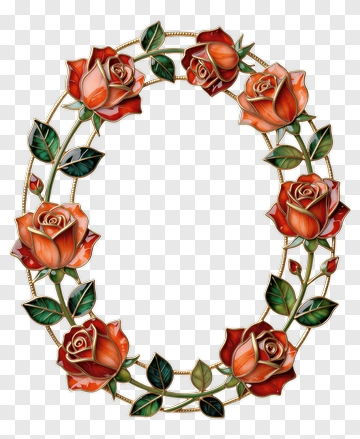 Floral Frame With Red Roses PNG