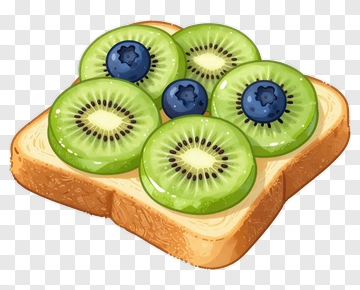 Toast Topped With Kiwi And Blueberries PNG