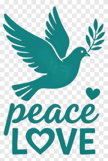 Dove With Peace And Love Text PNG