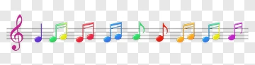 Colorful Music Notes On Staff PNG