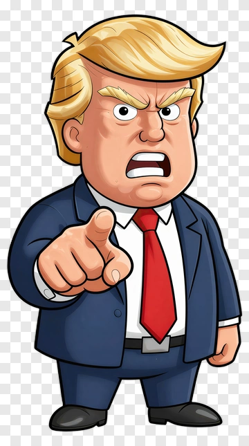 Cartoon Character Pointing With An Angry Expression PNG