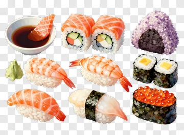 Sushi Platter With Various Types Of Sushi PNG
