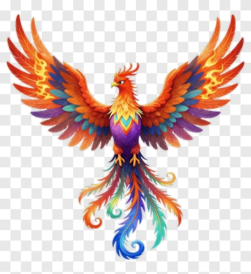 Colorful Phoenix With Vibrant Feathers PNG