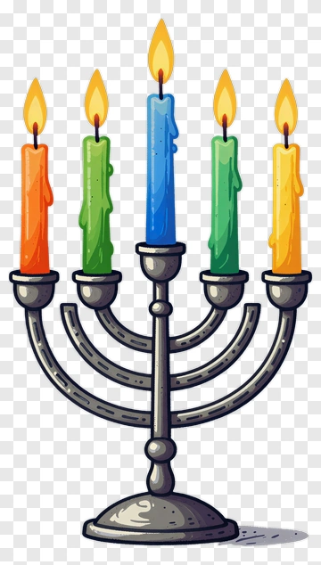 Colorful Menorah With Candles PNG
