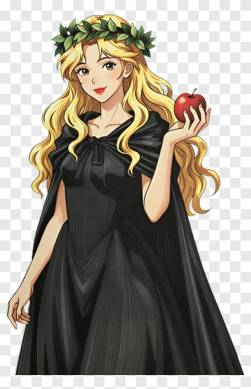 Woman Holding An Apple In A Black Cloak PNG