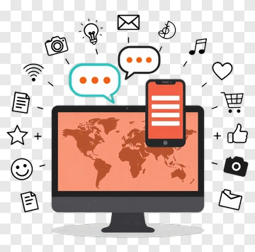 Communication Concept With Computer And Smartphone PNG
