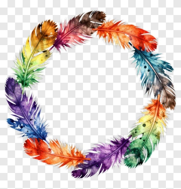 Colorful Feather Wreath PNG