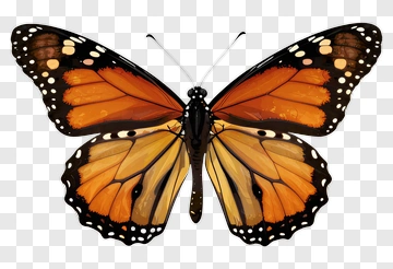 Monarch Butterfly With Orange And Black Wings PNG