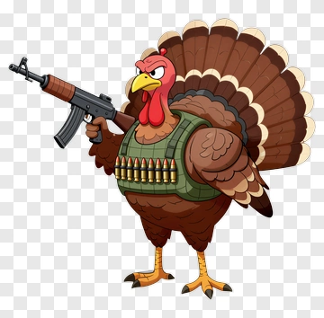 Cartoon Turkey Holding A Gun PNG