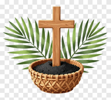 Cross In A Basket With Palm Leaves PNG