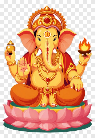 Colorful Ganesh Sitting On A Lotus PNG