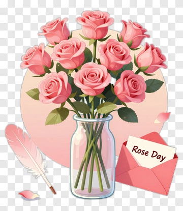 Bouquet Of Pink Roses For Rose Day PNG