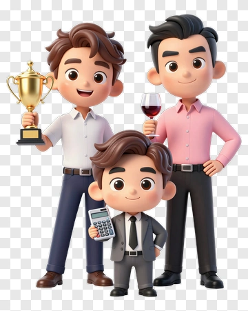 Cartoon Business Team Celebrating Success PNG