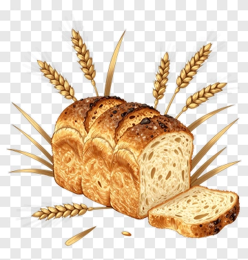 Sliced Bread With Wheat Stalks PNG