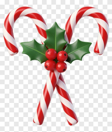 Candy Canes With Holly Berries PNG