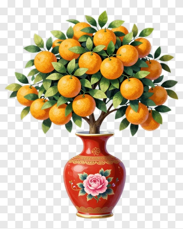 Orange Tree In A Decorative Vase PNG
