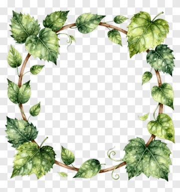 Watercolor Leaf Frame PNG