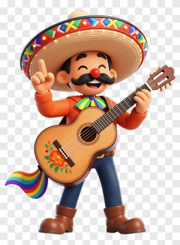 Cartoon Musician Playing Guitar PNG