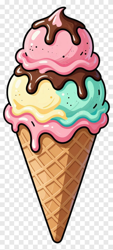 Colorful Ice Cream Cone PNG