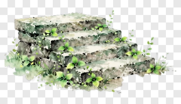 Watercolor Stone Steps With Greenery PNG