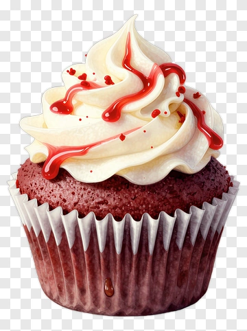 Red Velvet Cupcake With Cream Cheese Frosting PNG