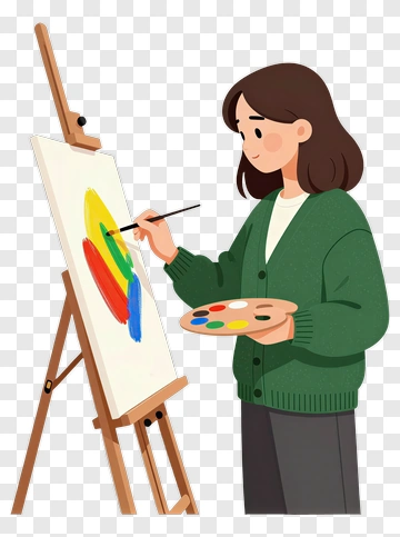 Artist Painting On Canvas PNG