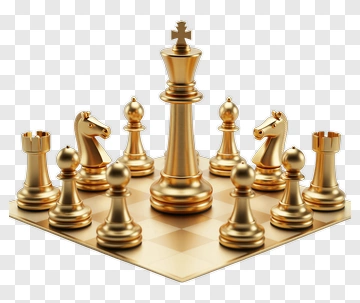 Golden Chess Set On Board PNG