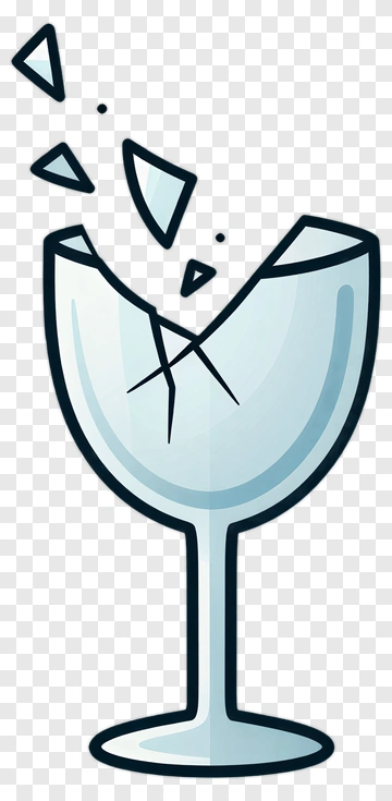 Broken Glass Cup With Shattered Pieces PNG