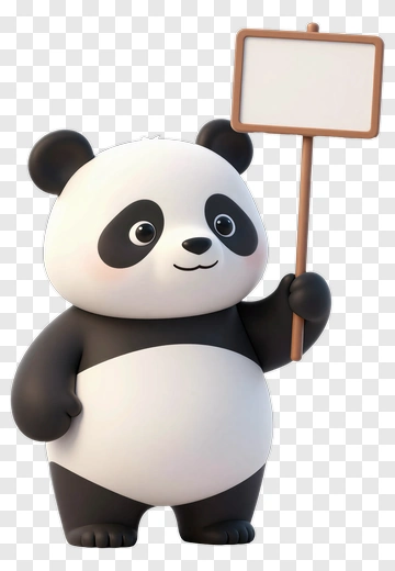 Cartoon Panda Holding A Blank Sign PNG
