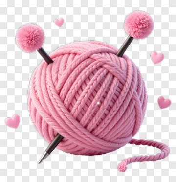 Pink Yarn Ball With Knitting Needles PNG