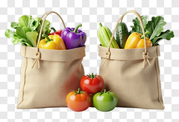 Vegetable Bags Filled With Fresh Produce PNG