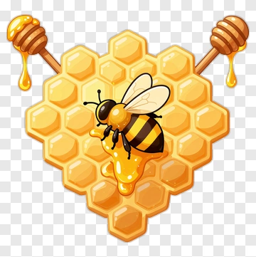Honeycomb With Bee And Honey Dripping PNG