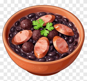 Bowl Of Black Beans With Sausage And Cilantro PNG
