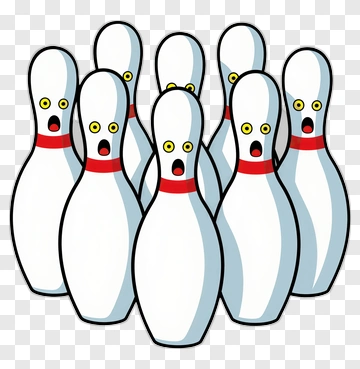 Cartoon Bowling Pins With Surprised Expressions PNG